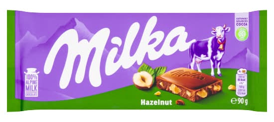 Milka Hazelnut, Chocolate Bars (90g)