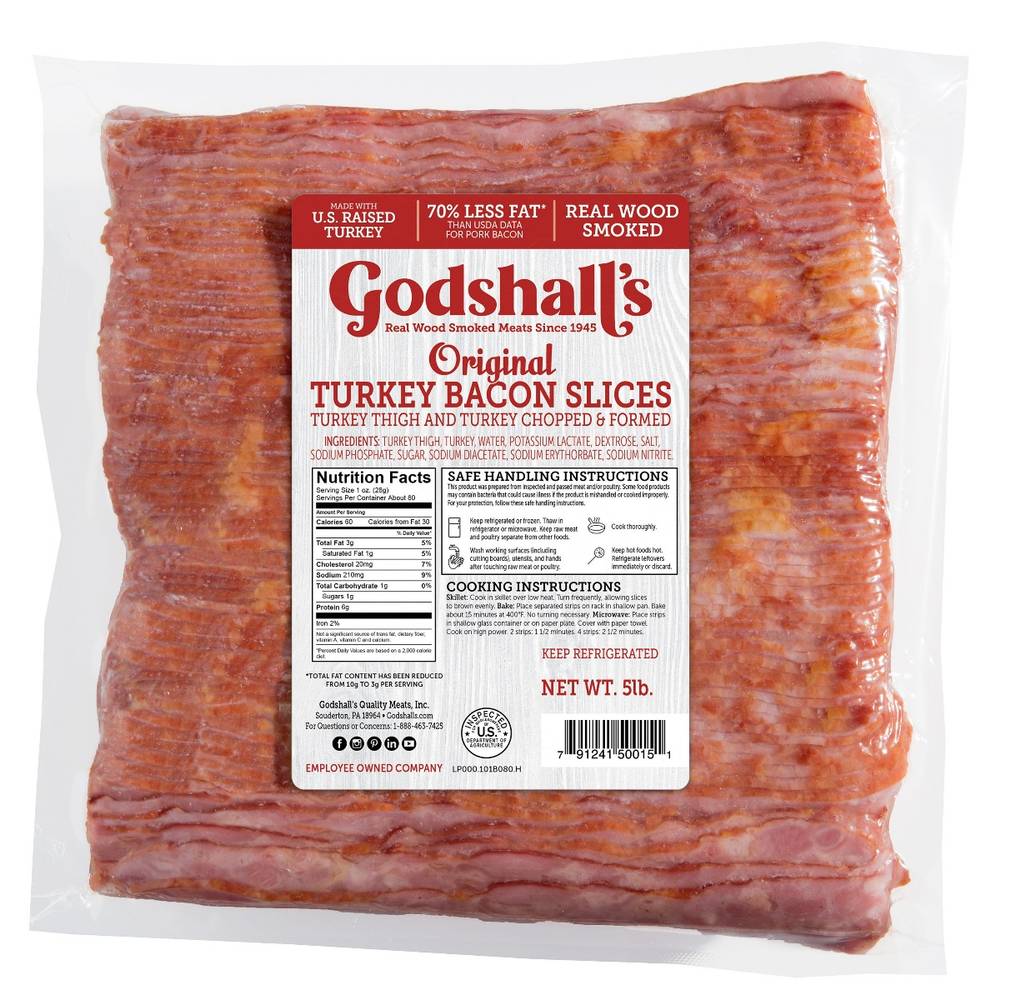 Godshall's - Smoked, Original Sliced Turkey Bacon- 5 lb