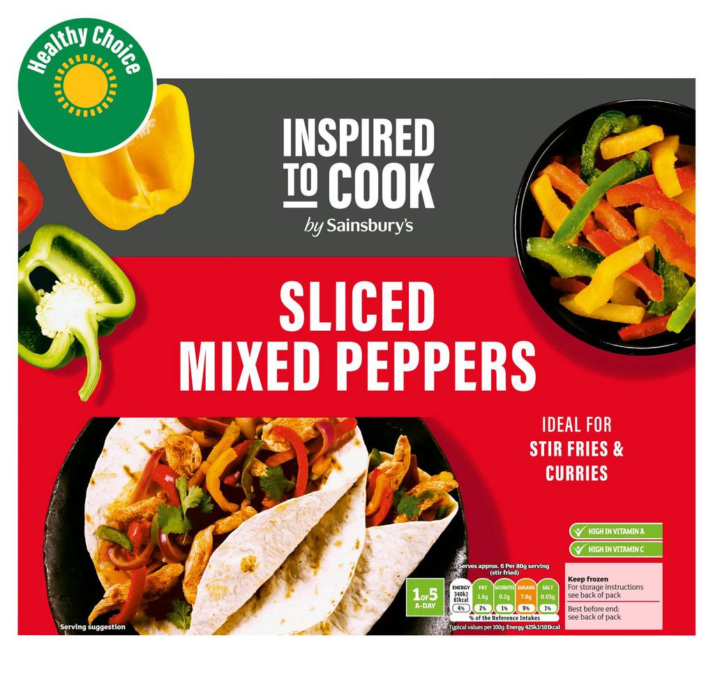 Sainsbury's Inspired To Cook Sliced Mixed Peppers (500g)