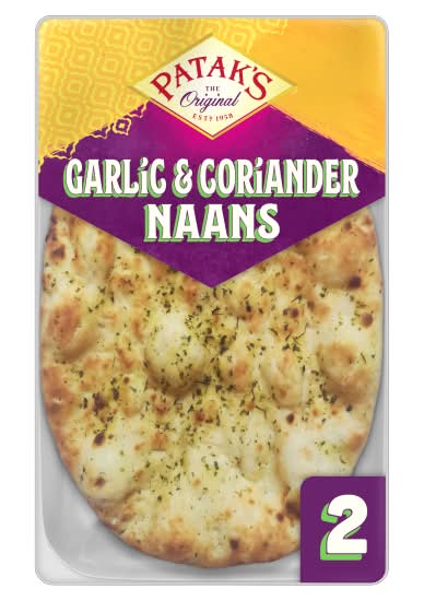 Patak's The Original Flame Baked Garlic & Coriander Naans (2 pack)