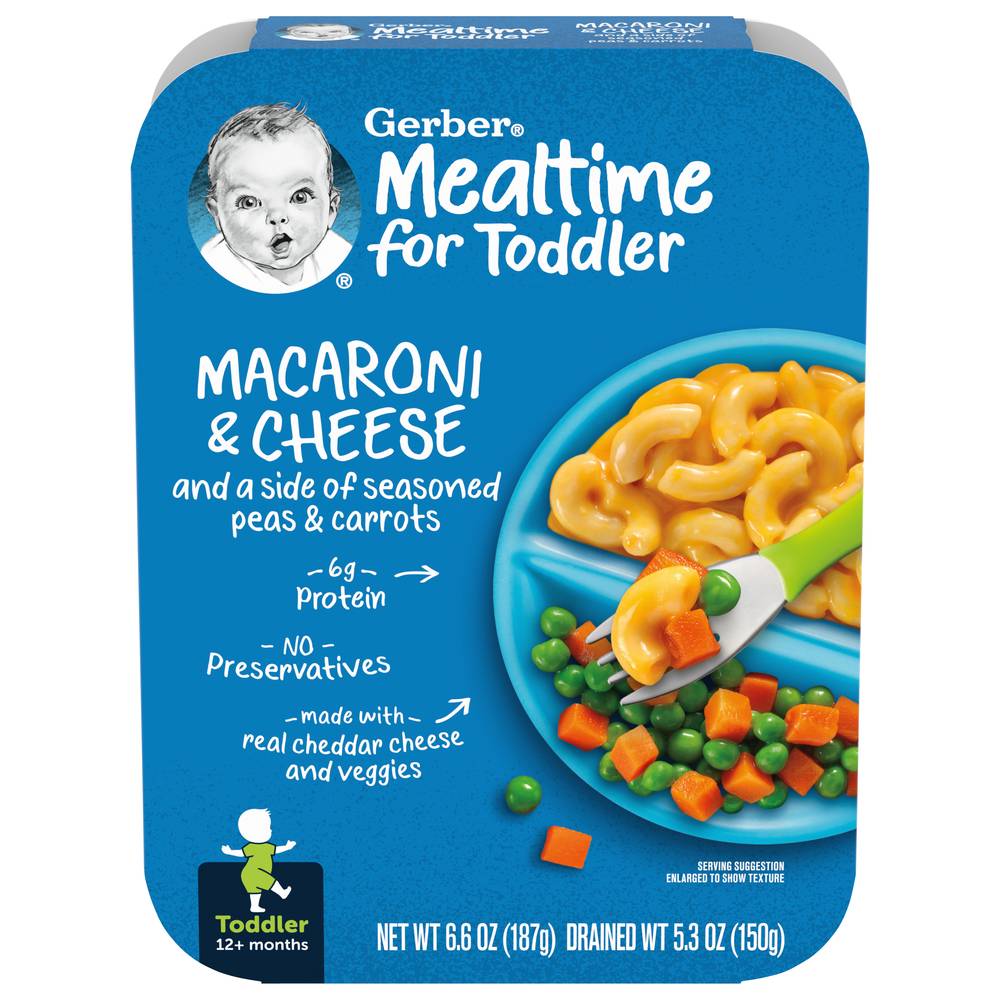 Gerber Macaroni & Cheese With Seasoned Peas & Carrot 12+ Months Toddler (6.6 oz)