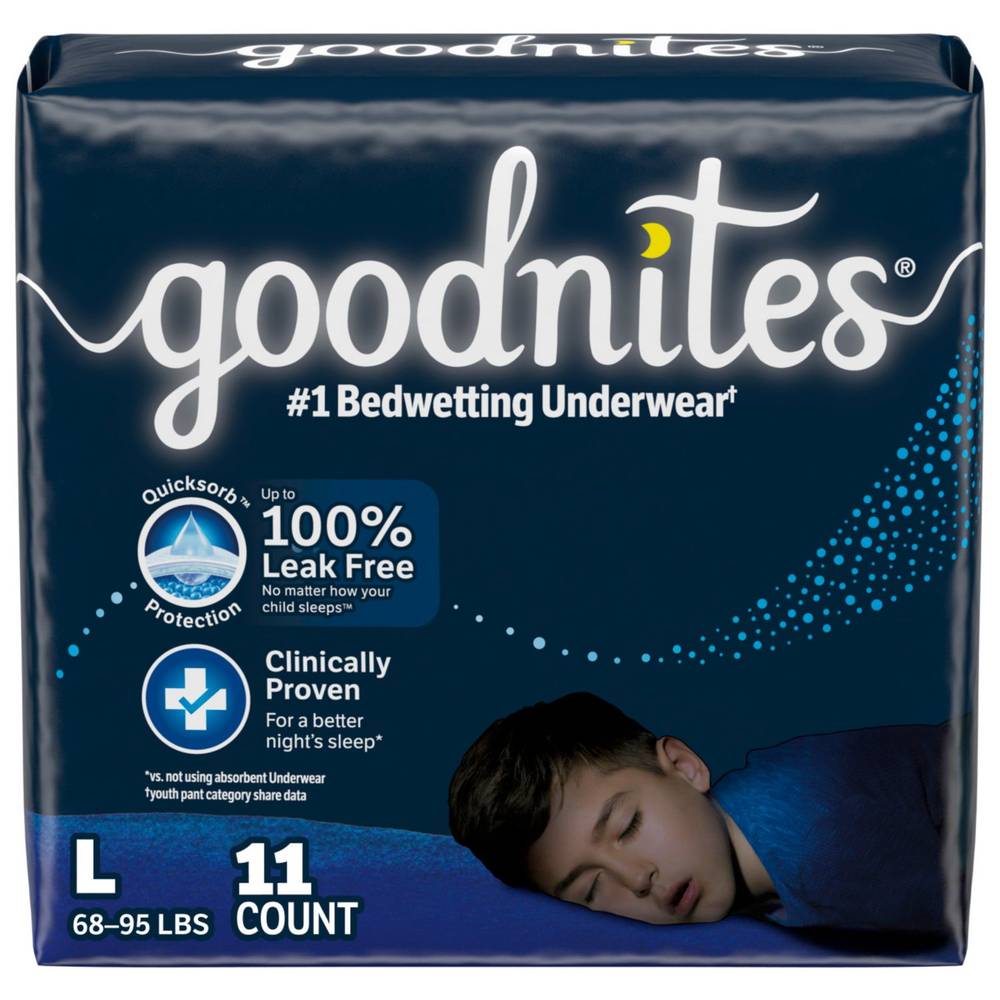 Goodnites Boys' Nighttime Bedwetting Underwear, L, 11 Ct