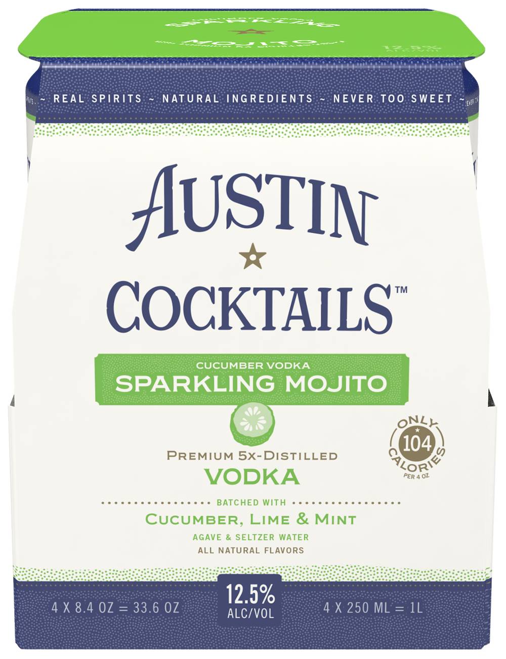 Austin Cucumber Sparkling Mojito Cocktail Vodka (4 pack, 8.4 oz)