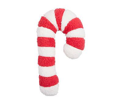 Santa's Workshop 18" White & Red Candy Cane Throw Pillow