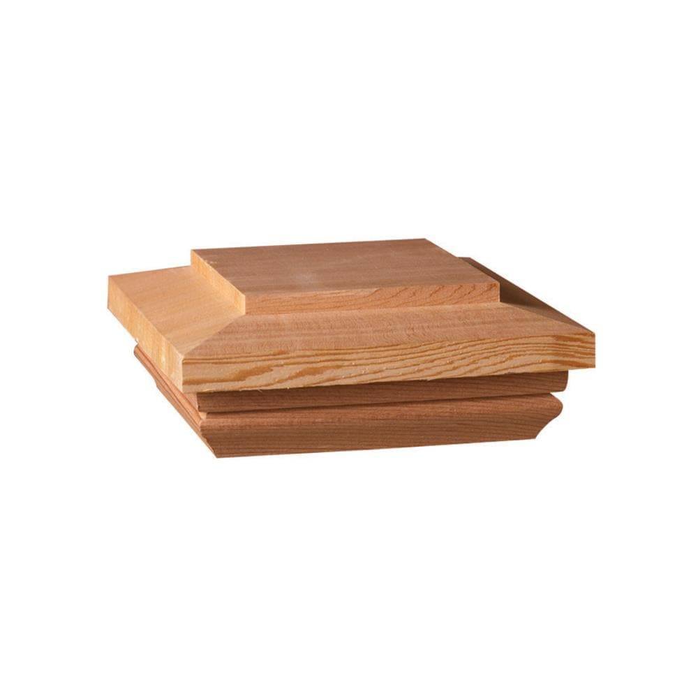 Deckorators 4-in x 4-in Hatteras Flat Top Wood Redwood Deck Post Cap | 76708