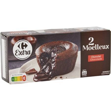 Gâteaux cœur fondant au chocolat CARREFOUR - les 2 fondants de 95g
