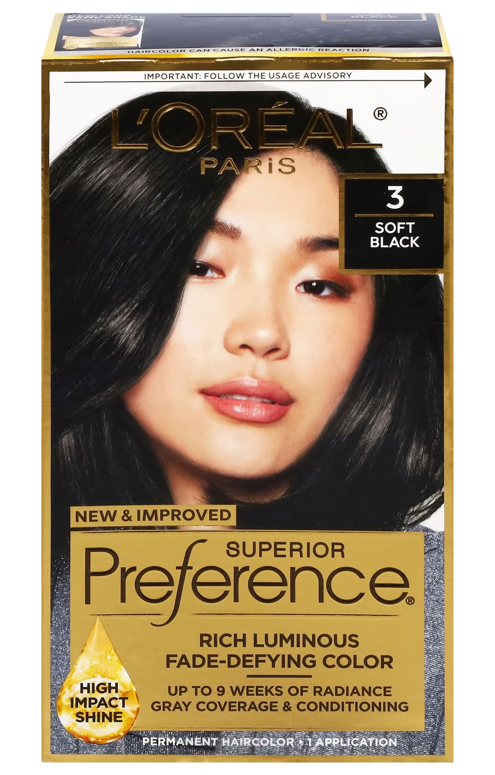 L'Oréal Superior Preference Permanent Hair Color, Soft Black 3 (9.6 oz)