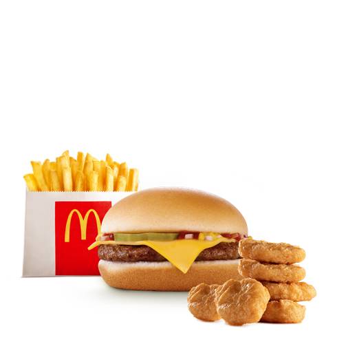 Hamburguesa con Queso + McNuggets x6 + Papas Regulares