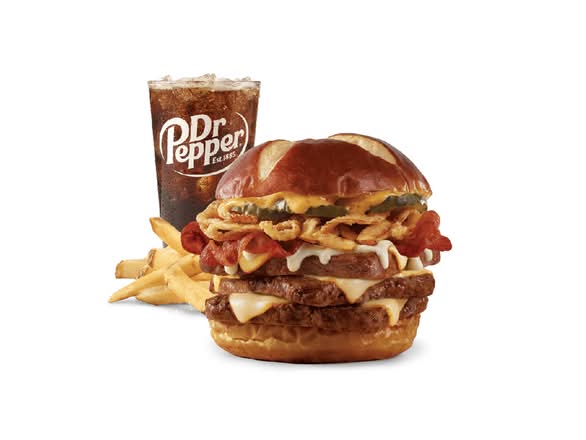 Pretzel Bacon Pub Triple Cheeseburger Combo