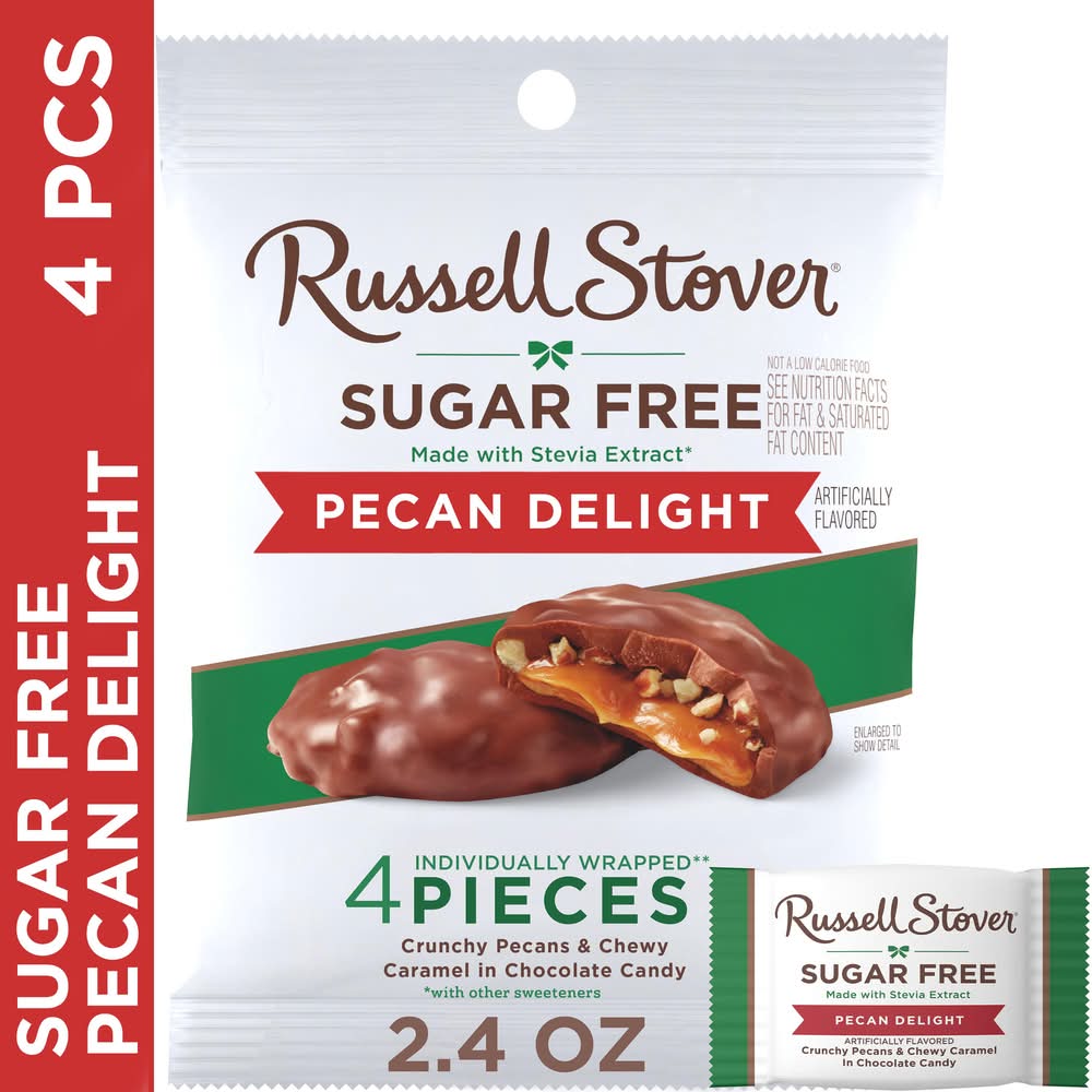 Russell Stover Sugar Free Chocolate Candy, Pecan Delight (2.4 oz, 4 ct)