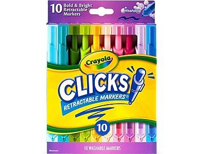 Crayola Clicks Washable Markers, Conical Tip, Assorted Colors, 10/Pack (58-8373)