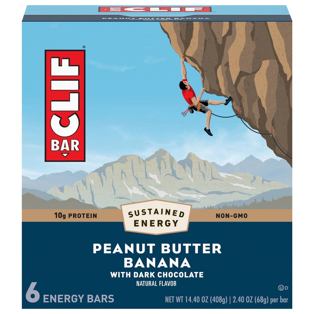 Clif Bar Nutrition For Sustained Energy Bars (peanut butter banana, dark chocolate.)