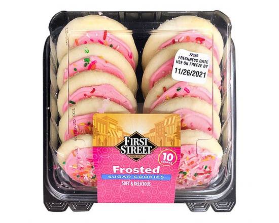 First Street · Pink Frosted Sugar Cookies (10 cookies)