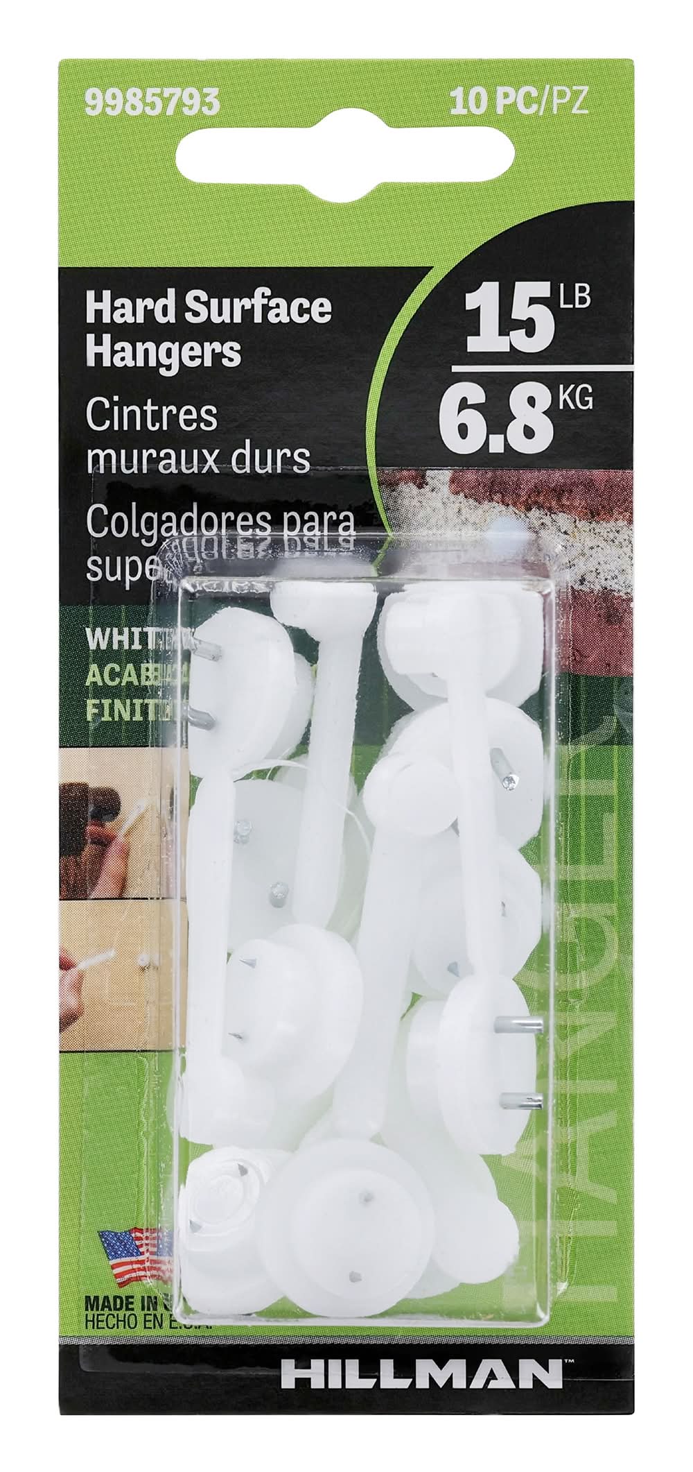 Hillman Nylon 15-lb Capacity Hanging hooks and nails 10 - Pack