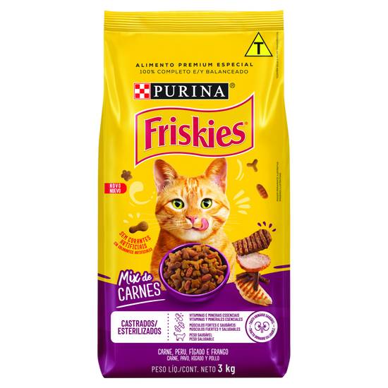 Friskies ração premium especial mix de carnes para gatos adultos castrados (3kg)