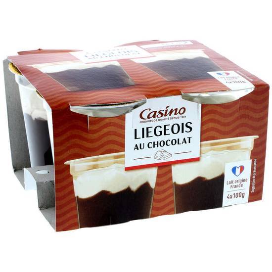 Casino Liégeois - Au chocolat - 4 pots 4x100g