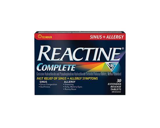 REACTINE ALLERGY AND SINUS TABLETS 30 PK