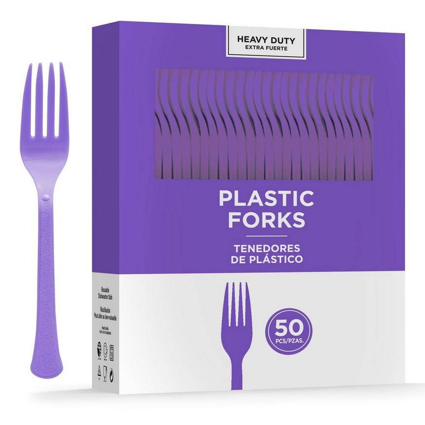 Purple Heavy-Duty Plastic Forks, 50ct