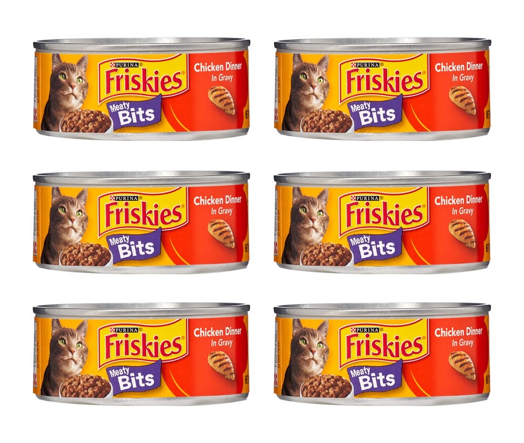 6 Ct Purina Friskies Meaty Bits Chicken in Gravy Wet Cat Food 5.5oz