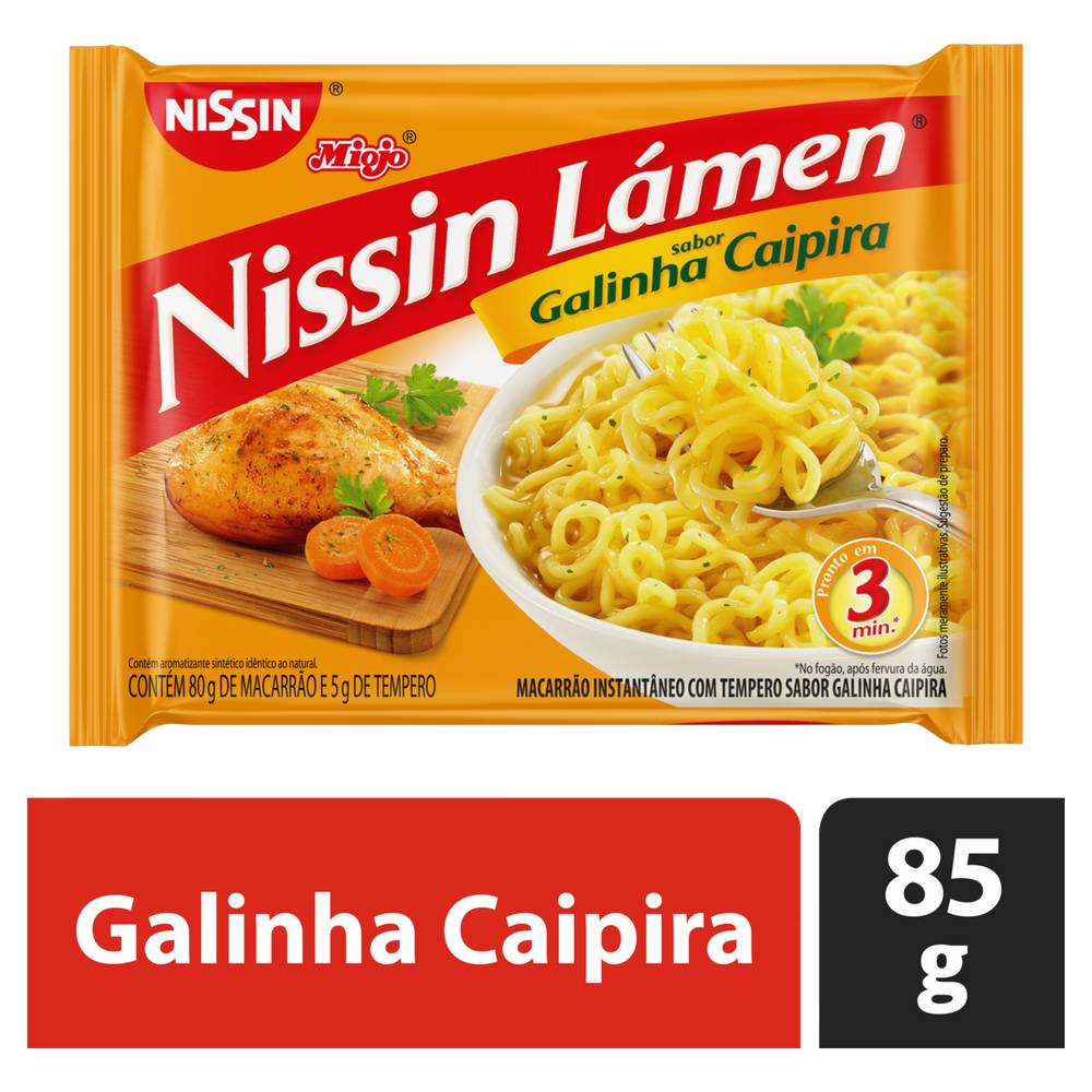 Nissin lámen macarrão instantâneo sabor galinha caipira (85 g)