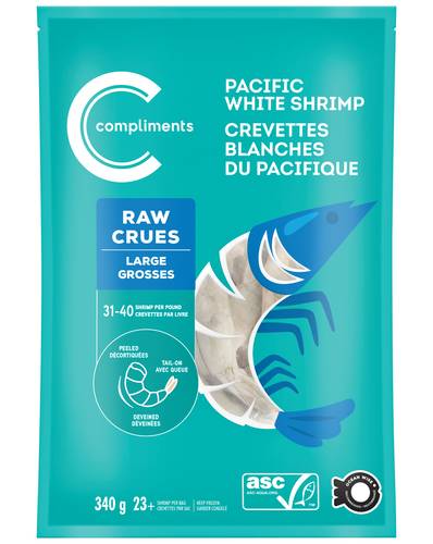 Compliments Raw Peeled Deveined Pacific White Shrimp (340 g)