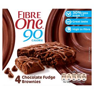 Fibre One 90 Calorie Chocolate Fudge Brownies 4 x 24g (96g)