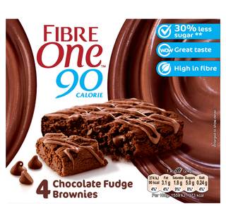 Fibre One 90 Calorie Chocolate Fudge Brownies 4 x 24g (96g)