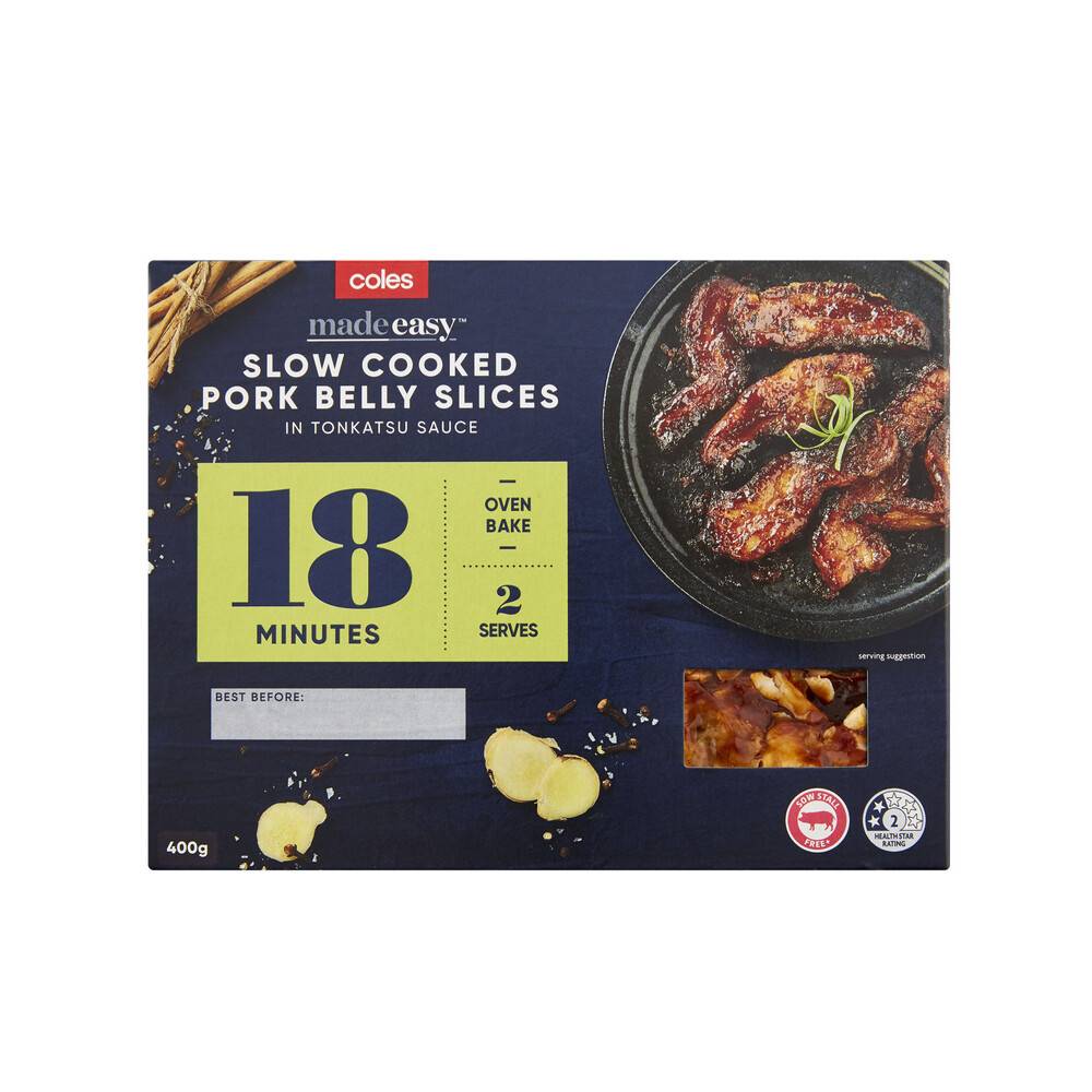 Coles Made Easy Slow Cooked Pork Belly Slices in Tonkatsu Sauce