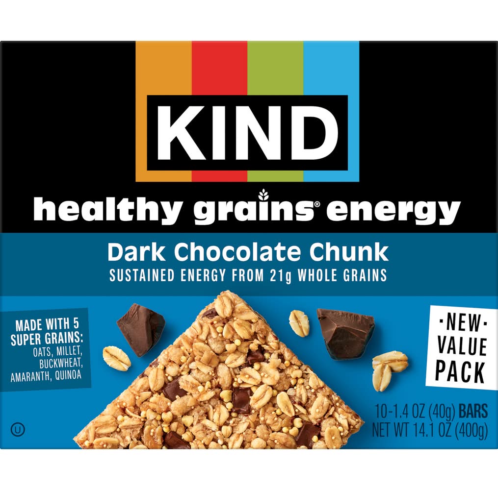 KIND Healthy Grains Energy Bars, Dark Chocolate Chunk (1.4 oz, 10 ct)