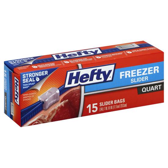 Hefty Quart Size Freezer Slider Bags, 15 ct