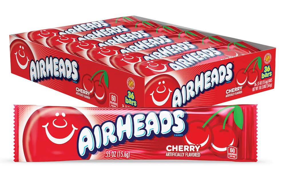 Airheads Chewy Candy Bars, Cherry (36 x 0.55 oz)
