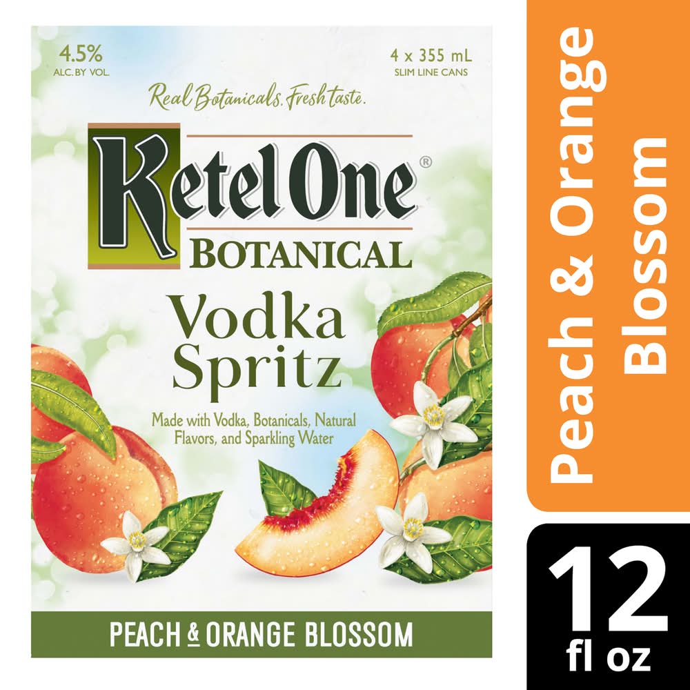 Ketel One Botanical Vodka Spritz, Peach-Orange Blossom (4 x 355 ml)
