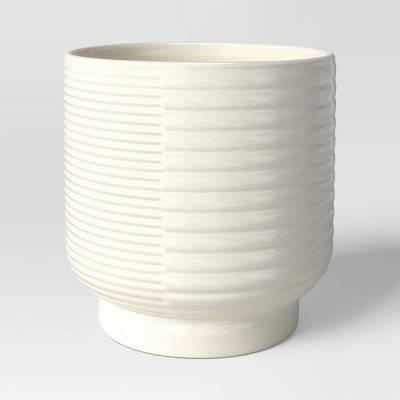 Ceramic Planter White - Threshold™: Indoor Ribbed Texture, No Drainage, 5" Size