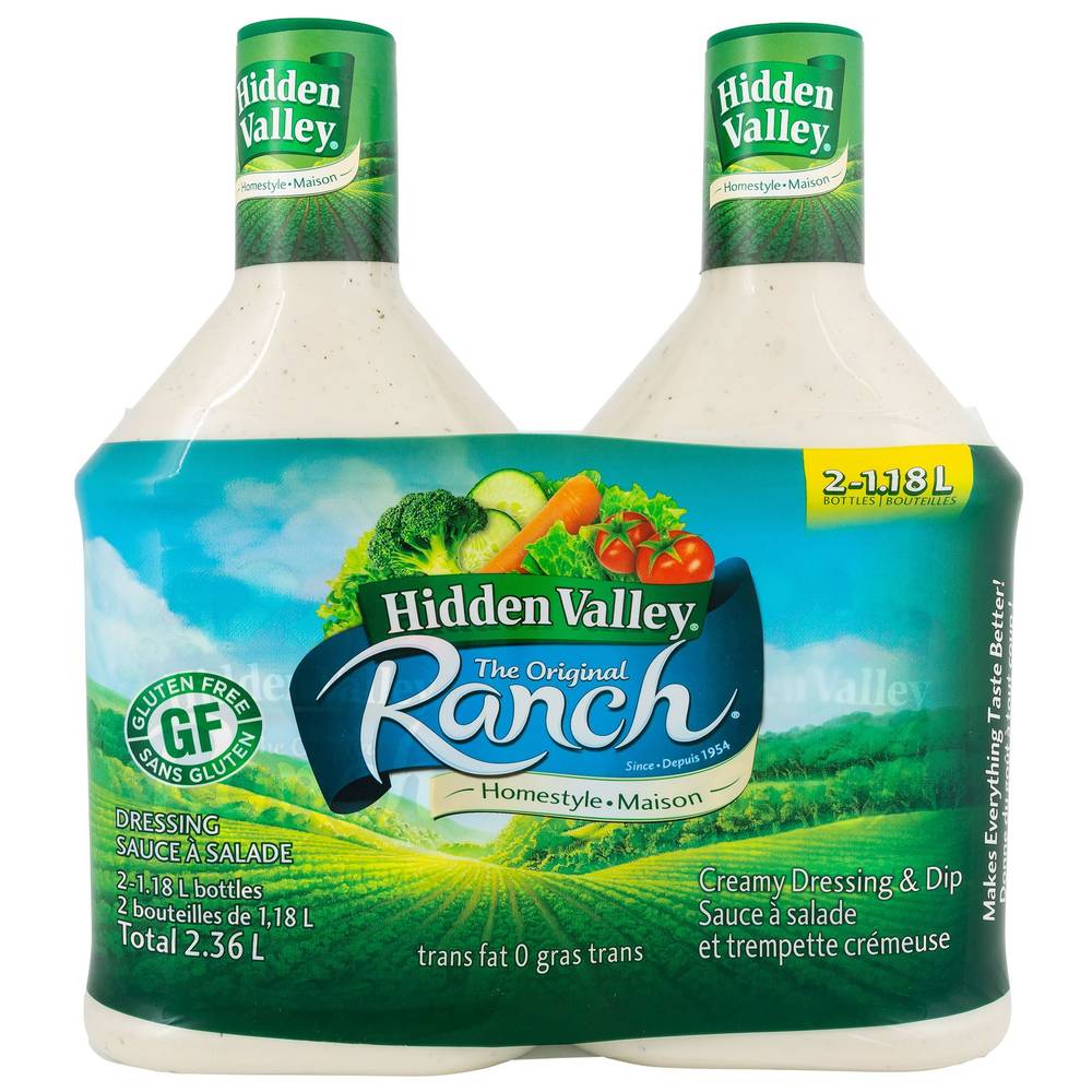 Hidden Valley Original Ranch Salad Dressing & Topping, 2 × 1.18 L