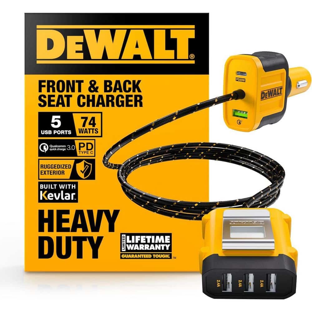 Dewalt 5-Port Front And Back Seat Mobile Usb Pd Charger