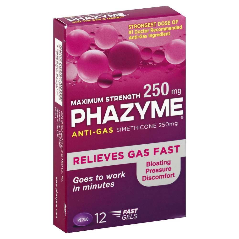 Phazyme Maximum Strength Anti-Gas Simethicone 250mg Fast Gels