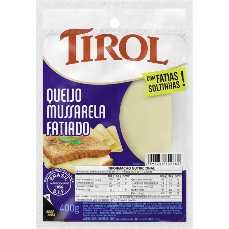 Tirol queijo mussarela fatiado (400g)