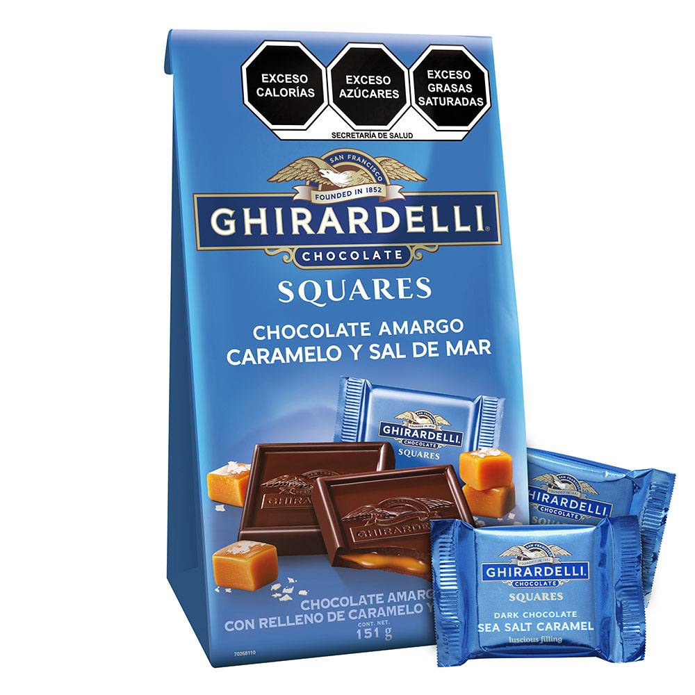 Ghirardelli · Chocolate amargo con caramelo y sal squares (151 g)