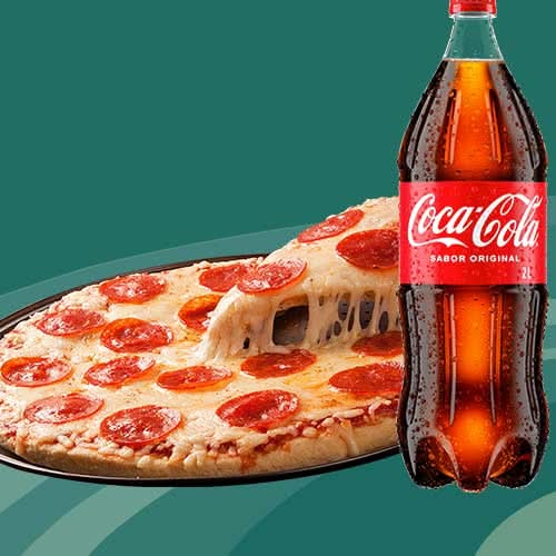 Pizza Mediana Pepperoni + Coca Cola 2lt