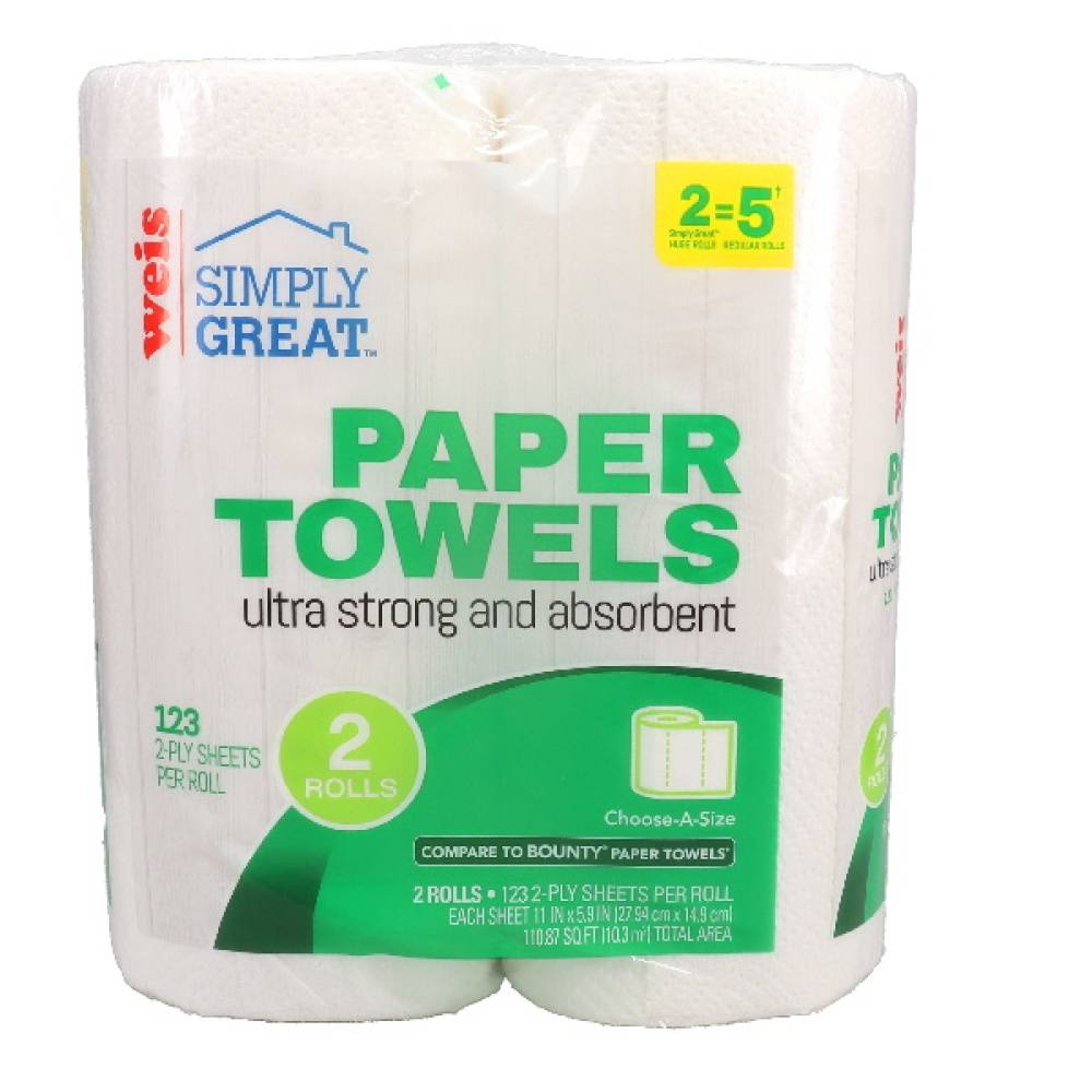 Weis Simply Great Paper Towels Ultra 2 Rolls Select A Size