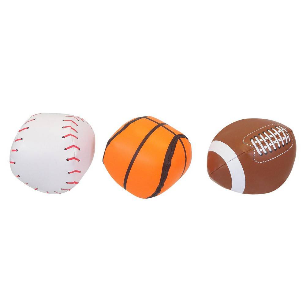 Kid Connection Mini Plush Balls Baseball Basketball and Football (3 units)