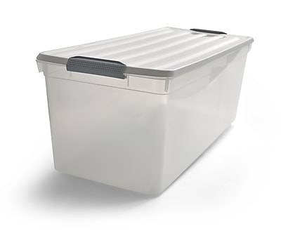 Allibert By Keter Latch Lid Storage Tote (grey-white)