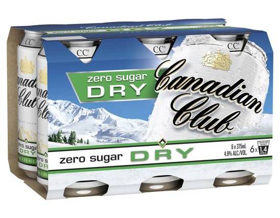 Canadian Club & Dry Zero Sugar Can 375ml (6 Pack)