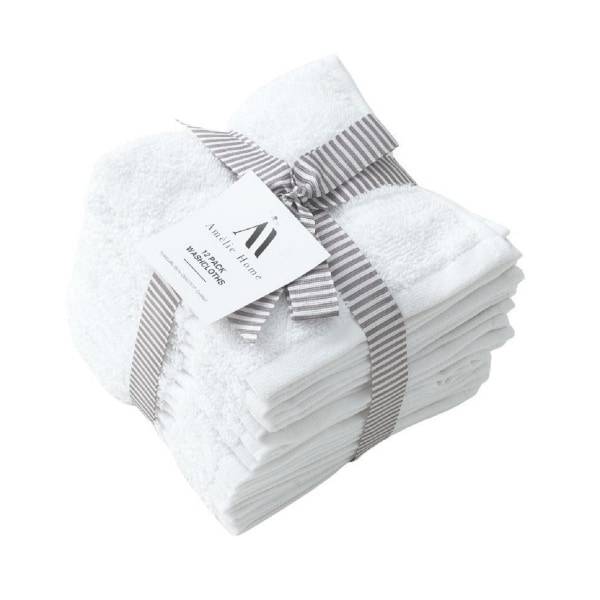 Washcloths, 12 ct, 12 in x 12 in, White