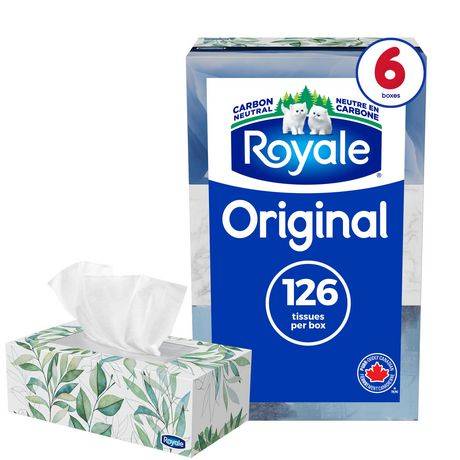 Royale Original 2 Ply Facial Tissue, 20.6x20.2 cm, White (6 ct)