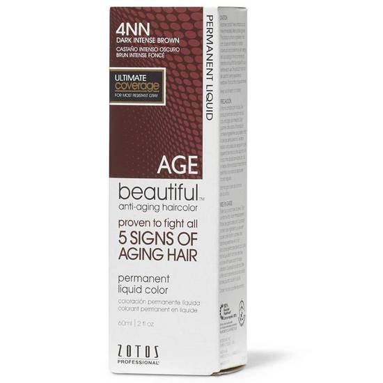 Zotos professional age beautiful tinte permanente en crema 4nn dark intense brown (60 ml)