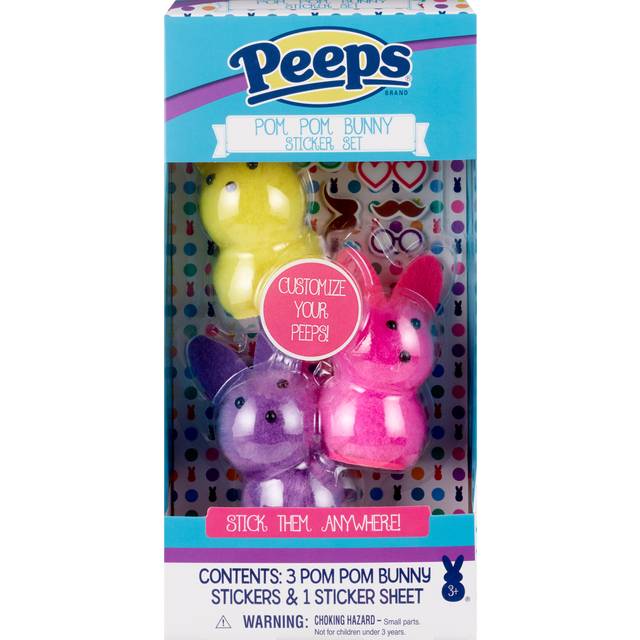 Peeps 3D Pom Pom Bunnies Sticker Set