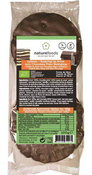 Galetes Bolachas arroz chocolate preto bio