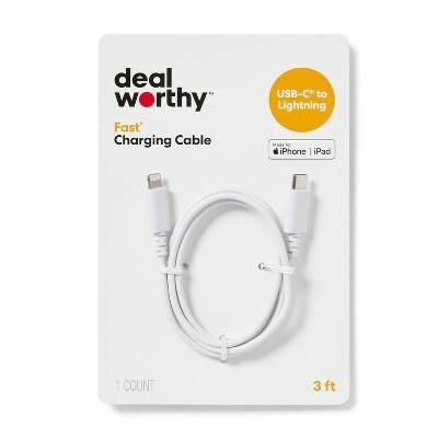 Dealworthy Lightning To Usb-C Charging Cable, White