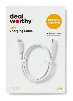 Dealworthy Lightning To Usb C Charging Cable, 3 ft, White
